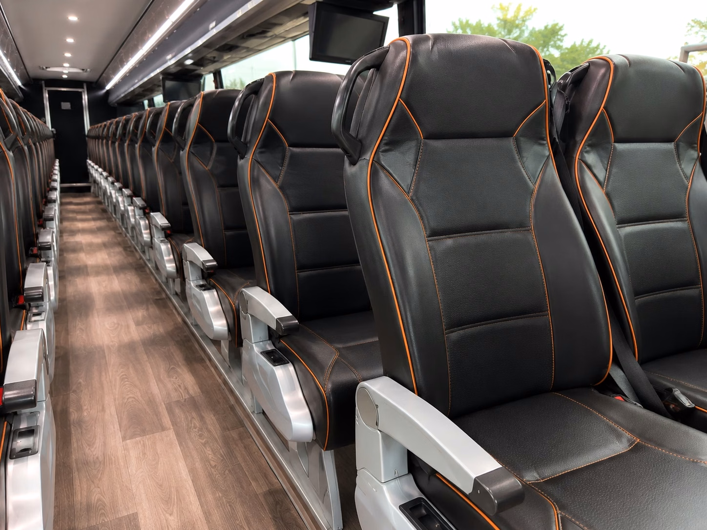 56 passenger charter bus inside